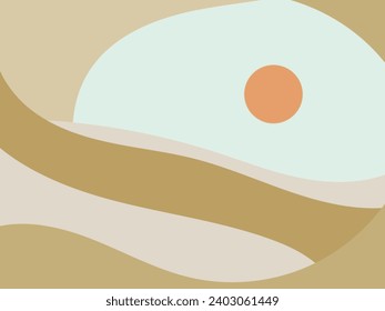 Ilustración vectorial plana de un paisaje desértico minimalista