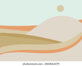Flat vector illustration of a minimalist desert landscape