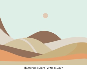 Flat vector illustration of a minimalist desert landscape