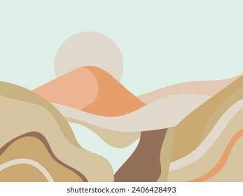 Flat vector illustration of a minimalist desert landscape
