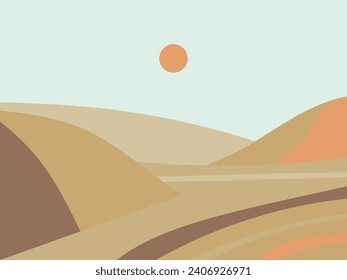 Flat vector illustration of a minimalist desert landscape
