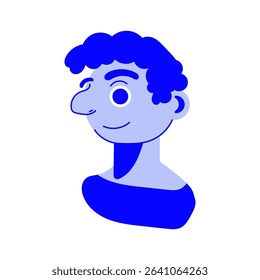 Flat vector illustration in minimalist style. Vector illustration of boy, man using simple shapes. Circle, square, lines. Line art. Vector art. Avatar. Profile photo