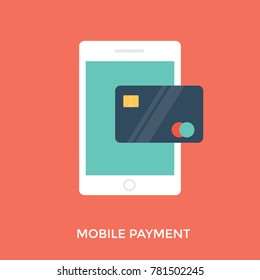 Flat vector illustration of mobile banking