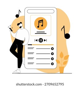 Flat Vector Illustration of Mobile Music Application