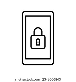 flat vector illustration of mobile security icon, padlock security mobile isolated on white background