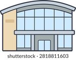 Flat vector illustration of a modern arena and sports center building