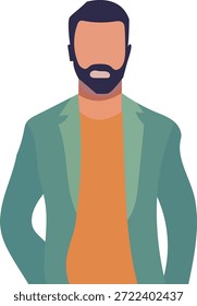 Flat vector illustration of a modern bearded businessman wearing casual business outfit. Suitable for corporate websites, business presentations, startup concepts, professional profiles, and office-r 