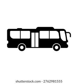 Flat vector illustration of a modern city bus silhouette on white background