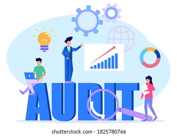 Flat vector illustration, Modern flat design isometric concept Accounting and Auditing for website and mobile website. examination of company data.