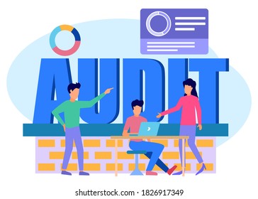 Ilustración vectorial plana, Concepto isométrico de diseño plano moderno Contabilidad y Auditoría para sitio web y sitio web móvil. examen de los datos de la empresa.