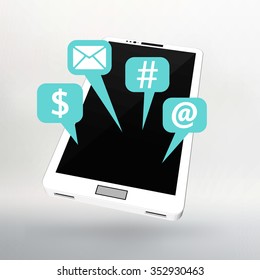 Flat vector illustration of modern Mobile phone with different icons