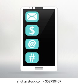 Flat vector illustration of modern Mobile phone with different icons