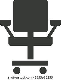 Flache Vektorgrafik eines modernen Bürostuhls mit ergonomischem Design. Perfekt für den Einsatz in Arbeitsplatzkonzepten, Coworking Space Grafiken, Home Office Setups, Business Präsentationen, Möbelkatalogen