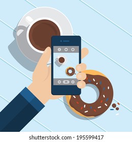 Flat vector illustration for modern smart phone camera app