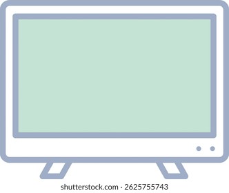 Ilustração vetorial plana de uma tela de televisão moderna com contorno azul e exibição verde, ideal para mídia, entretenimento ou interfaces domésticas inteligentes.
