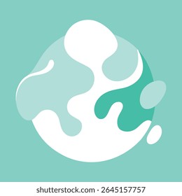 Flat vector illustration of a modern watercolor liquid marble pattern in seafoam green and pearl white. Ideal for digital design, backgrounds, and elegant print decor.