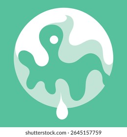 Flat vector illustration of a modern watercolor liquid marble pattern in seafoam green and pearl white. Ideal for digital design, backgrounds, and elegant print decor.