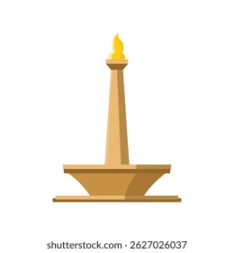 Flat vector illustration of Monas in Jakarta, shown in a simple and clean graphic style.