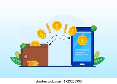 Flat vector illustration money transfer, landing page website illustration vector template