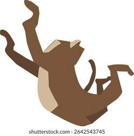 Flat vector illustration of a monkey jumping in mid-air. Simple and playful design suitable for nature themes, animal branding, educational content, and jungle-related visuals.