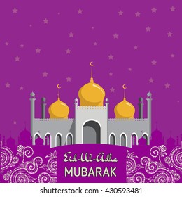 Flat Vector Illustration of Mosque for Muslim Community Festival Eid Al Fitr