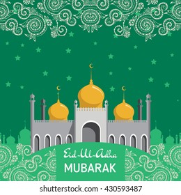 Flat Vector Illustration of Mosque for Muslim Community Festival Eid Al Fitr