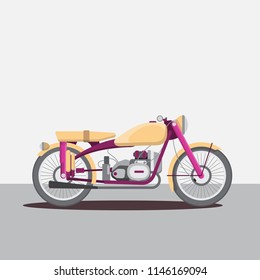 Flat vector illustration of  motorbike on gray background.