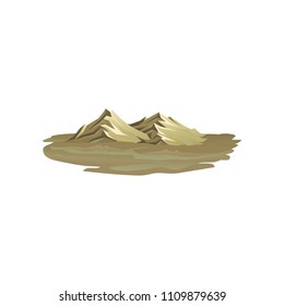 Flat vector illustration of mountain range. Small rocky hills in wilderness area. Desert landscape. Climbing or trekking theme