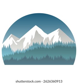 A flat vector illustration of a mountain scene