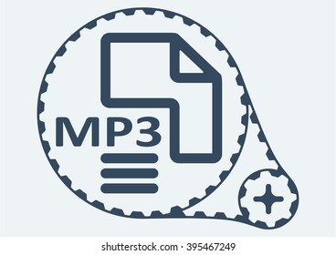 Flat Vector illustration. MP3 file extension. MP3 Icon Graphic. MP3  symbol. MP3  Icon Art. MP3 Icon illustration. MP3  Icon Vector.