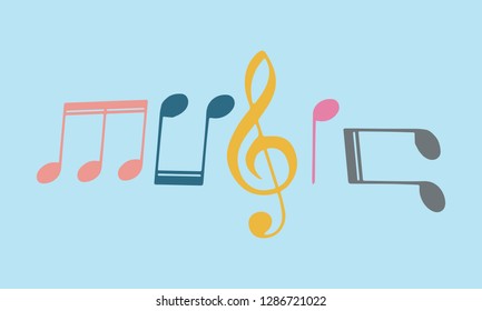 Flat vector illustration of music symbols