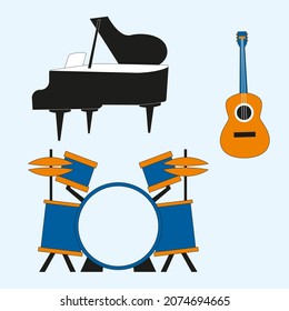 Flat vector illustration musical instruments