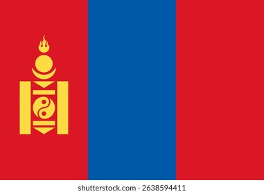 Flat vector illustration with National flag of Mongolia.