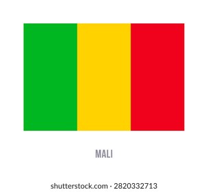 Flat vector illustration of the national flag of Mali with green, yellow, and red vertical stripes isolated on a white background.
