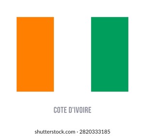 Flat vector illustration of the national flag of Cote dIvoire isolated on a white background for country symbol design.