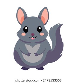 Flat vector illustration of naturalistic gray color chinchilla 