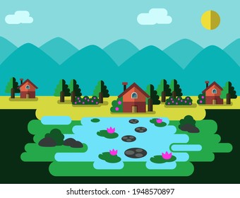 flat vector illustration of nature landscape