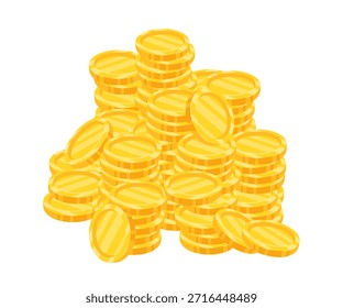 Flat vector illustration of a neatly arranged pile of money coins, presented on a minimalist isolated background. Perfect for financial graphics, banking visuals, and business presentations.