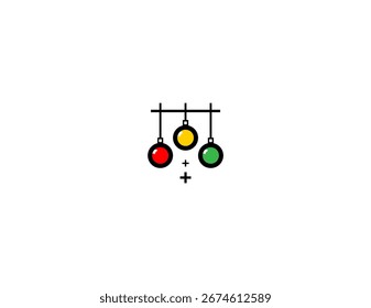Ilustración vectorial plana del juguete del árbol de año nuevo para el logotipo