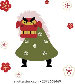 Flat vector illustration of New Year's lion dance