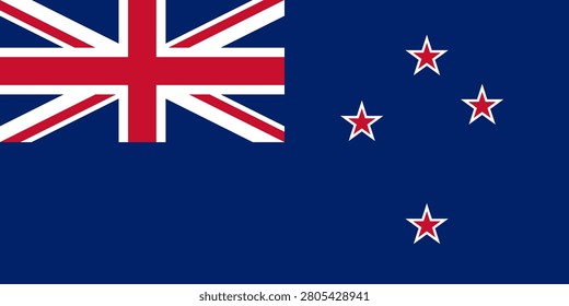 Flat vector illustration of the New Zealand national flag isolated on a white background for country symbol design.