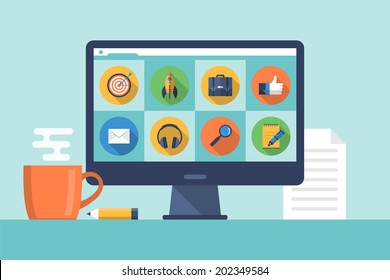 Flat vector illustration for office workflow and project development