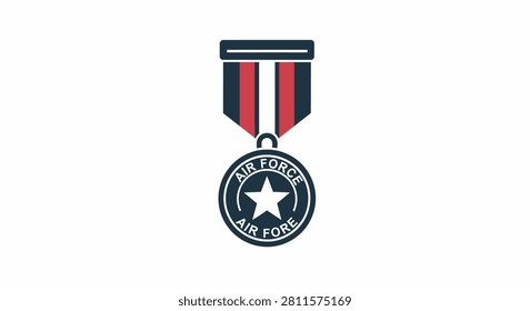 A flat vector illustration of an official United States Air Force medal with a star emblem and ribbon.