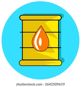 Flat vector illustration of an oil drum or barrel. Perfect for industrial, fuel, energy, and safety-related design concepts. Clean lines and modern style suitable for infographics and icons.