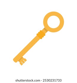 flat vector illustration of old key isolated on white background