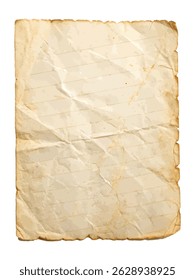 Flat vector illustration of old paper sheet isolated on white background with aged texture for vintage designs, posters, documents and historical graphics
