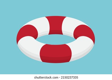 flat vector illustration on blue background, lifebuoy icon, financial assistance. - financial assistance consept. 