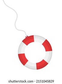 flat vector illustration on blue background, lifebuoy icon, financial assistance - financial assistance consept.