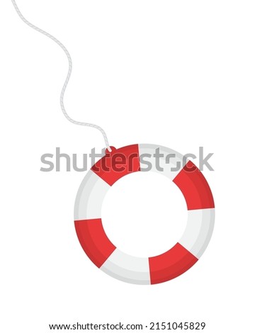 flat vector illustration on blue background, lifebuoy icon, financial assistance - financial assistance consept.