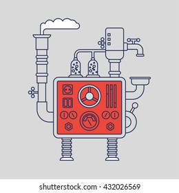 Flat vector illustration on gray background. An object with bathroom fitment and engineering elements